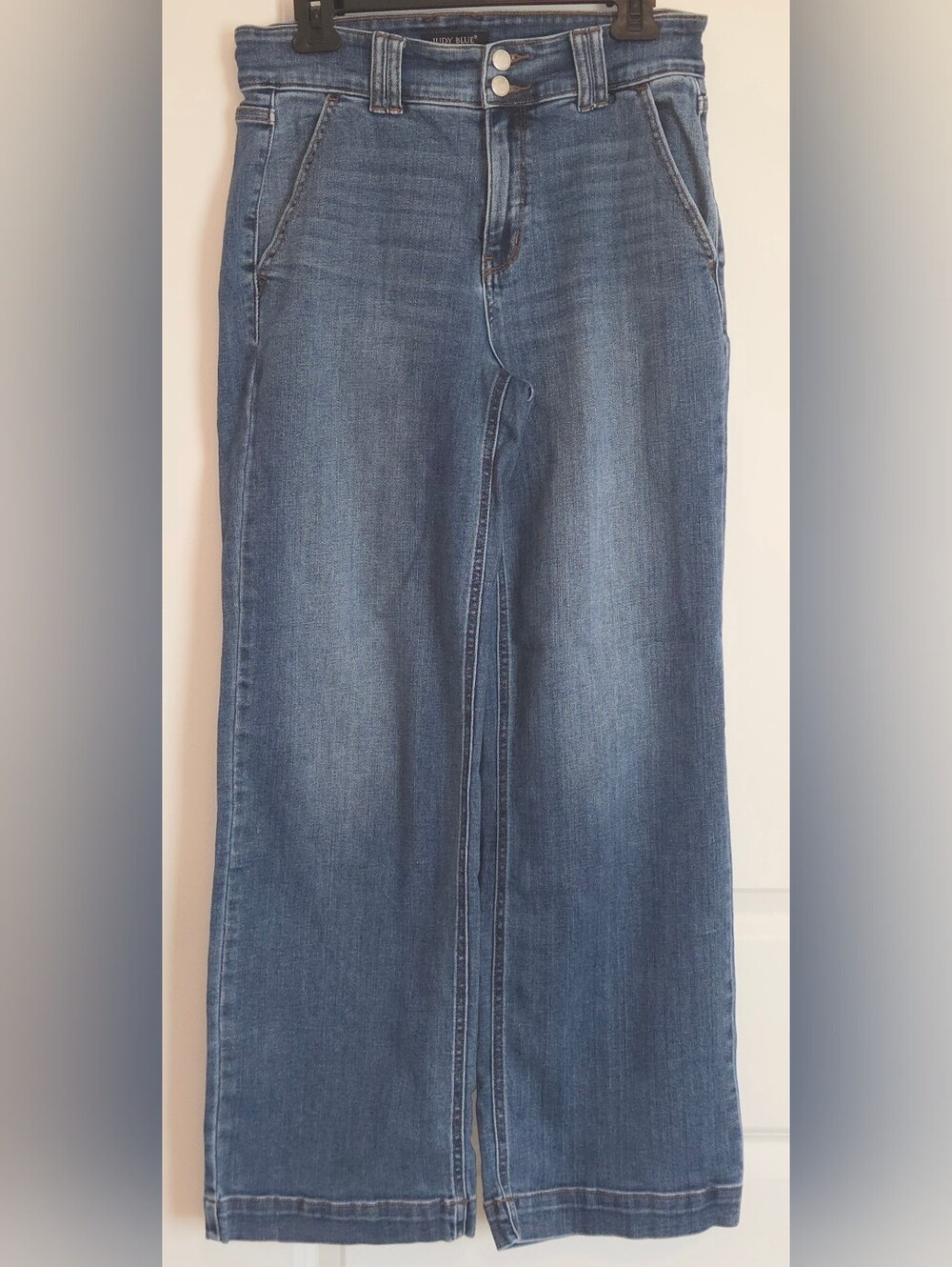 Judy Blue High Rise Double Button Wide Leg Jeans Cross Back Belt Loop - Size 29